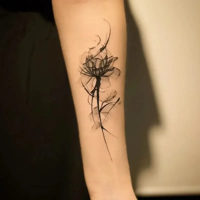 

Herbal Juice Rose Floral Temporary Tattoos for Women Arm Sexy Waterproof Stickers Art Lasting Cover Scars Flower Fake Tattoo