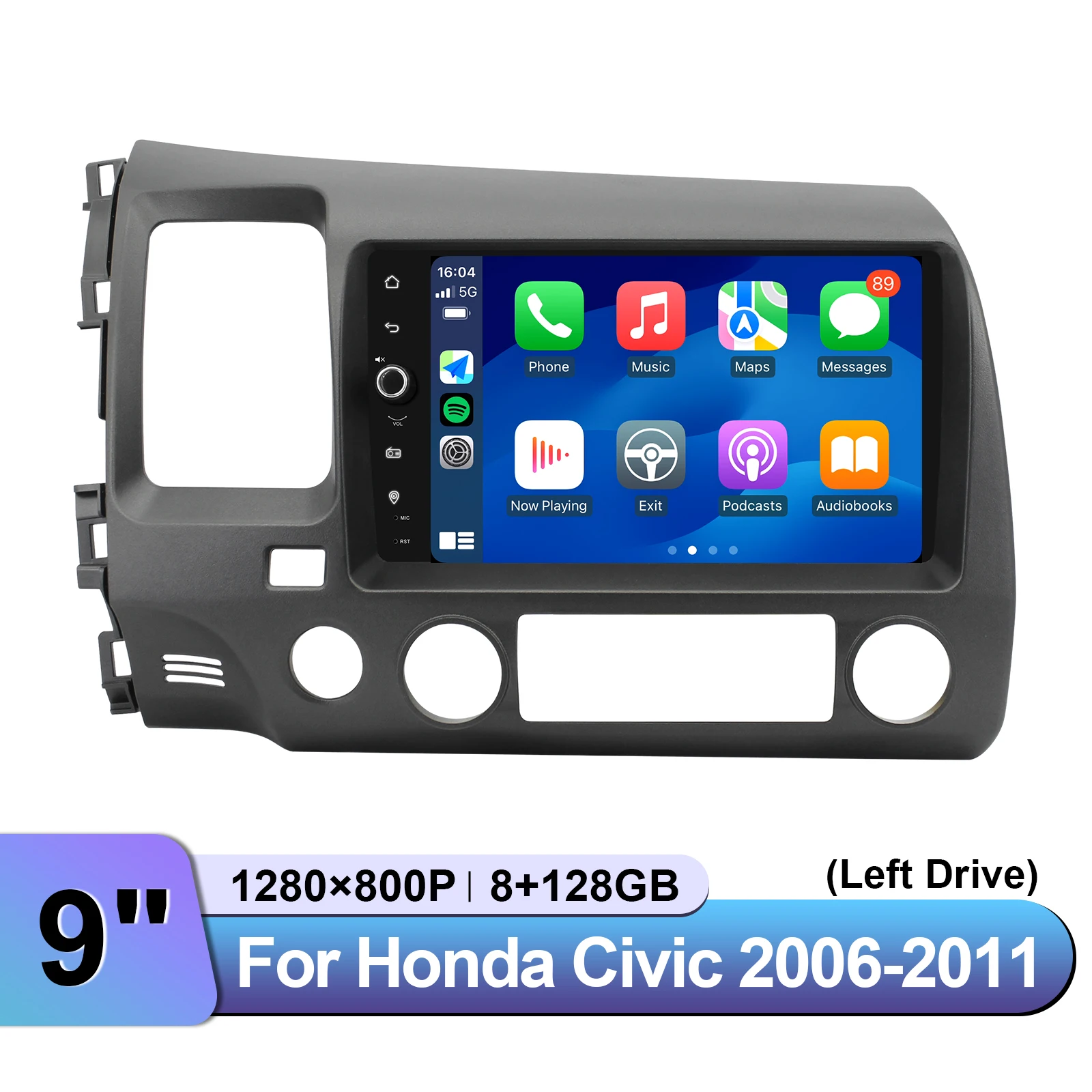 For Honda Civic 2006 2007 2008 2009 2010 2011 Car Radio Stereo with CarPlay Android Auto Steering Wheel Control Compatible
