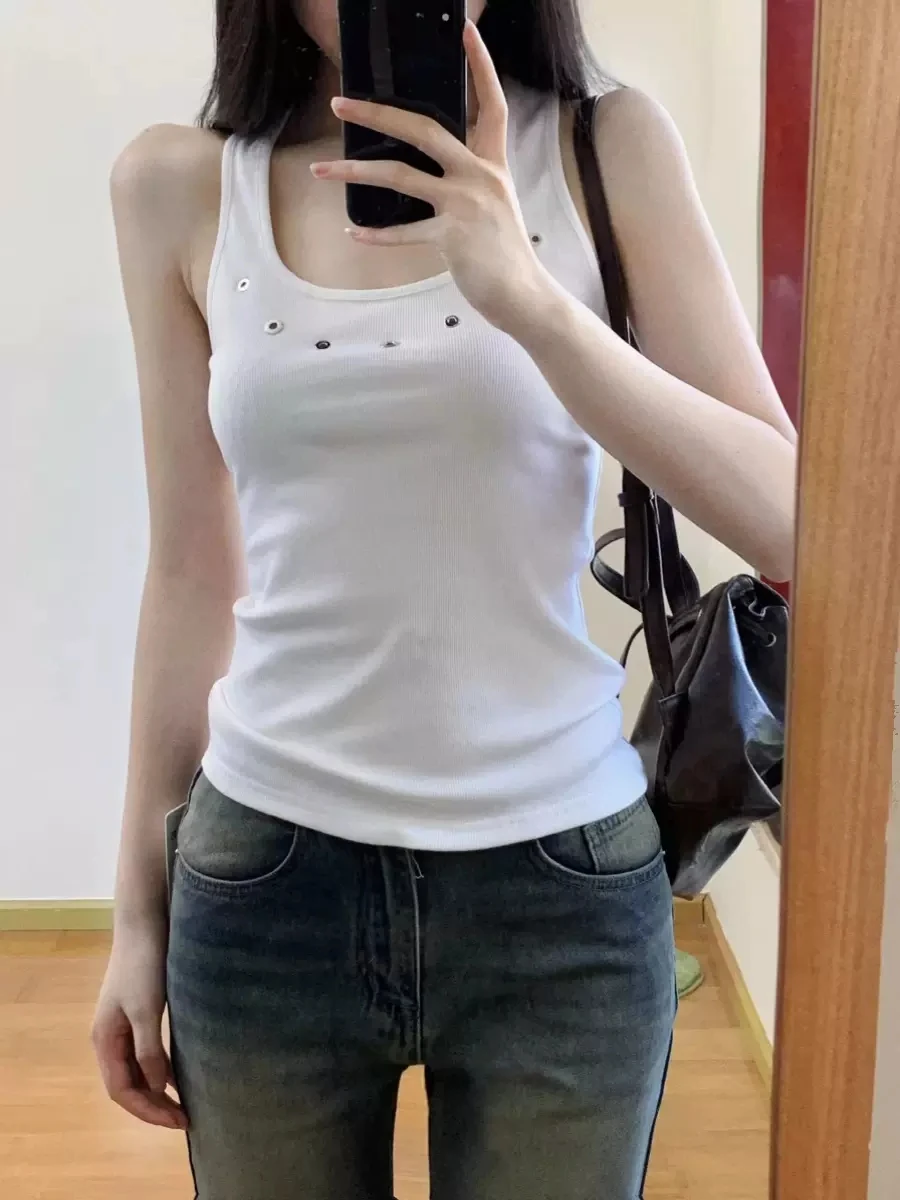 

Женский жилет из чистого хлопка с белым ремешком, летняя внутренняя одежда, верхняя одежда для похудения, сексуальный топ с открытыми плечами, обычный L...