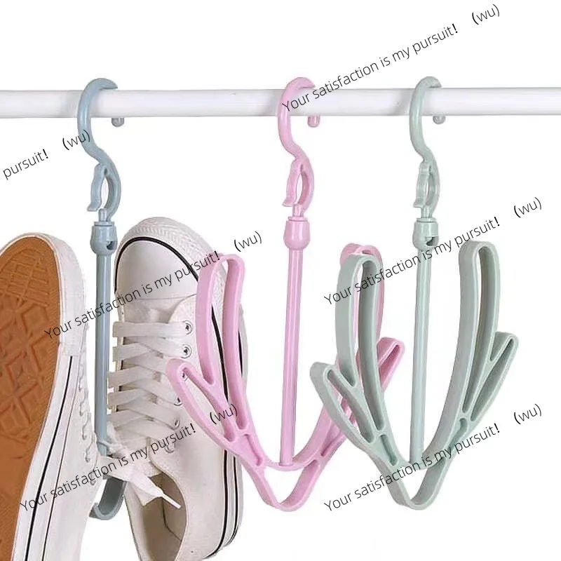 Creative windproof shoe rack, double hook, balcony drying, multi-functional storage durable, space saving