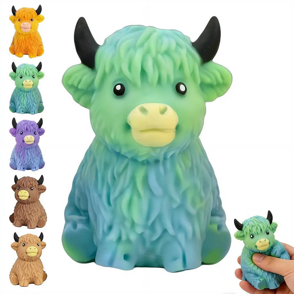 Niedlicher Yak-Stressball, langsam aufsteigendes Quetschspielzeug für Geburtstagsgeschenke, Partys, weiches Highland-Kuh-Tier-Stressabbau-Spielzeug, Büro-Stressabbau – Detail 3