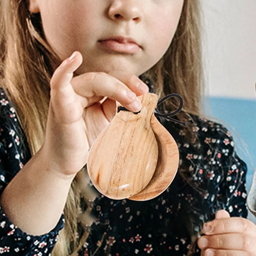 

2pcs Spanish Castanets Wooden Handheld Percussion Instrument For Adults Music Performance Party Favors Classroom Rewards Wood