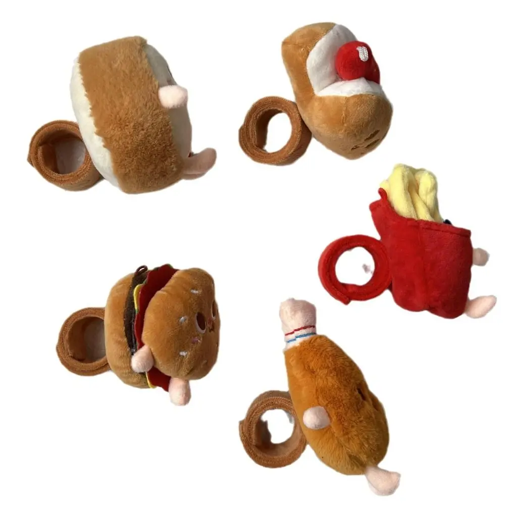 

Burger and French Chips Plush Burger Slap Band Wrist Style Cute Doll Slap Bracelet Series Soft Snack Plush Doll Slap Bracelet