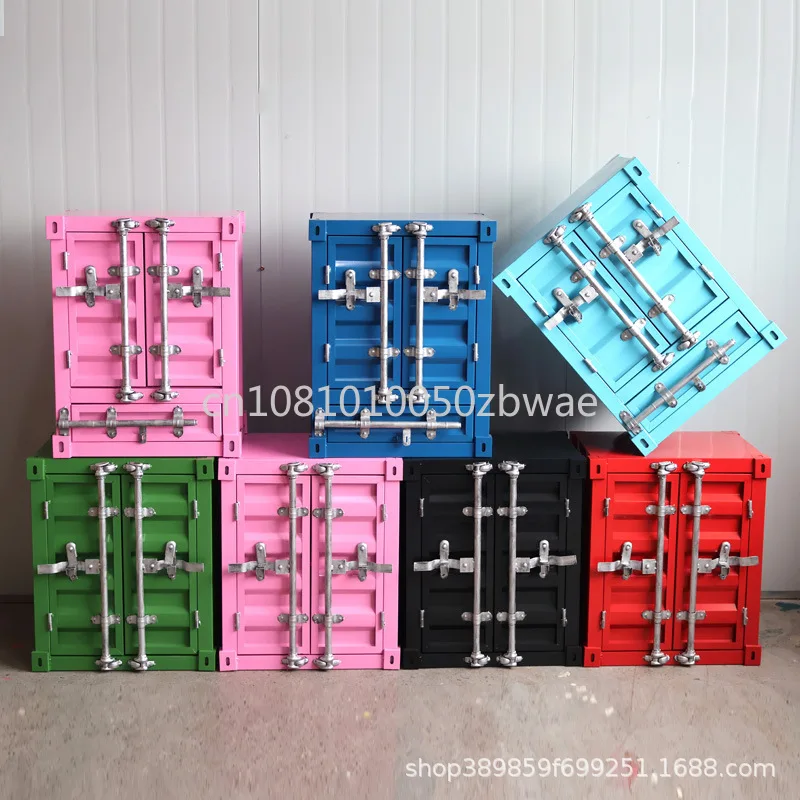 Retro Theme Sofa Bedside Table Bedside Table Tin Metal Cabinet Home Creative Storage Office Cabinet Safe