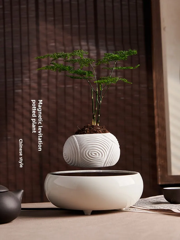 Maglev ornamento soggiorno ufficio desktop luce lusso piante in vaso di fascia alta bonsai creativo tecnologia nera articoli per la casa