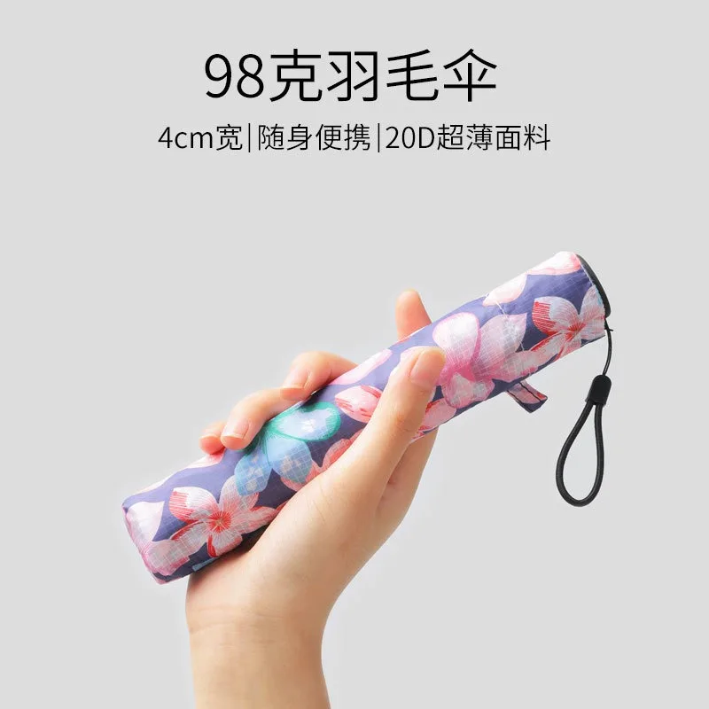 Ultra light feather umbrella, creative personality, carbon fiber pencil umbrella, compact and portable folding umbrella