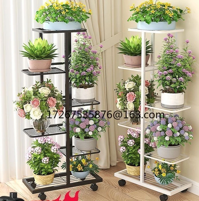 

Flower rack, living room floor-to-ceiling indoor household balcony rack, multi-layer wrought iron dill plant flower pot rack