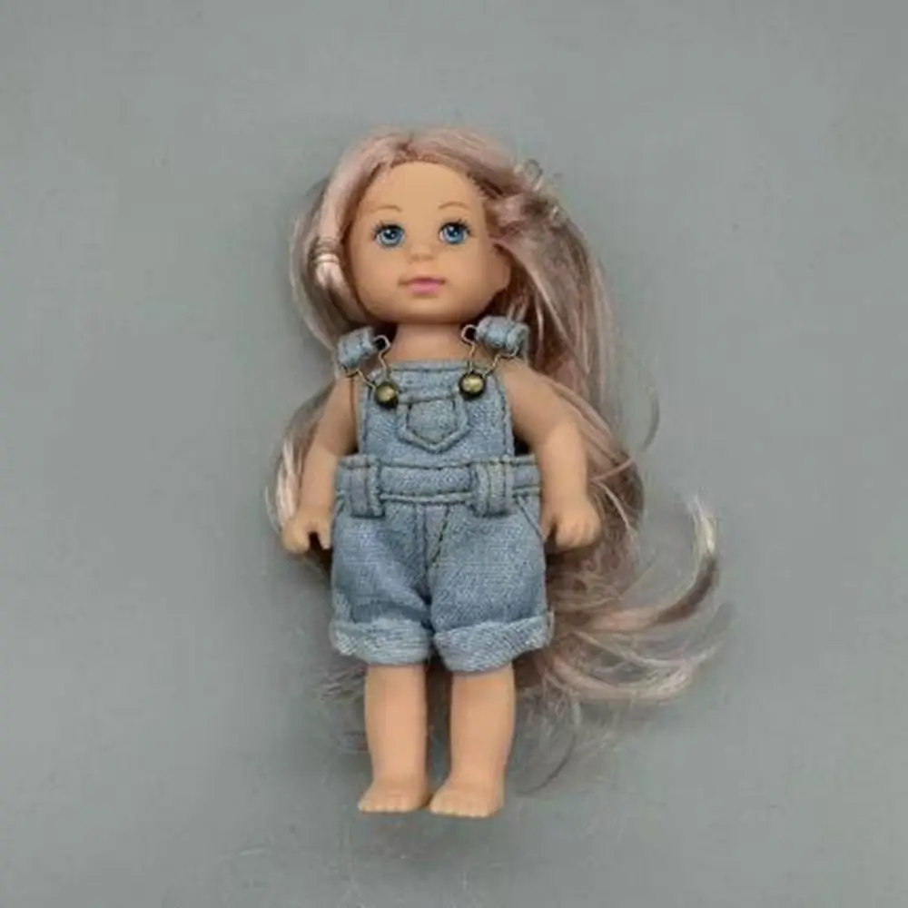 Mode Puppe Overalls Kleidung Mini Nette DIY Zubehör Jeans Hosen Hemd Freizeitkleidung für 1/12 BJD Puppen