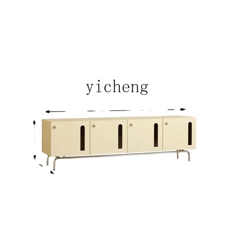 

YY TV Cabinet Home Living Room Solid Wood Cream White Middle Ancient Cabinet French Retro