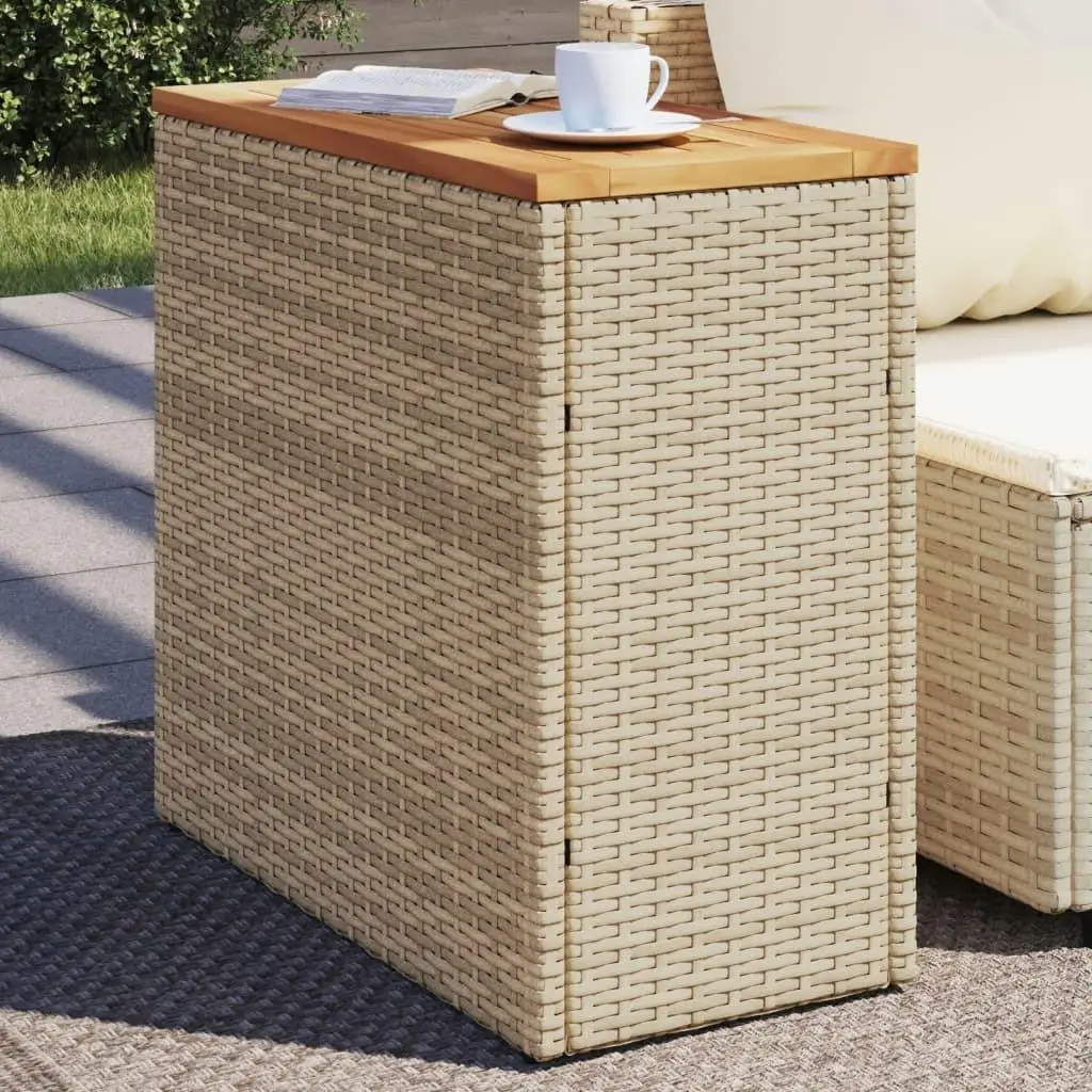 

PE Rattan Garden Side Table Beige Brown Small Adjustable Feet