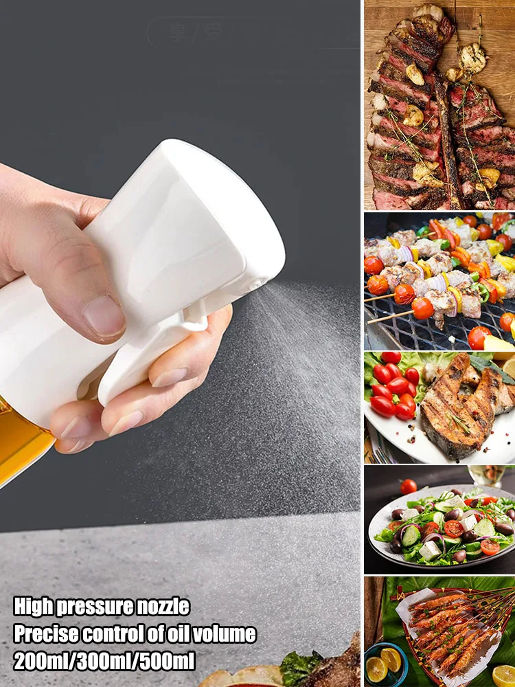 Pulvérisateur d'huile de cuisine 200/300/500ml, bouteille distributrice d'huile de cuisson antiadhésive, pompe à Wist pour la friture de salade, outils de cuisine pour barbecue