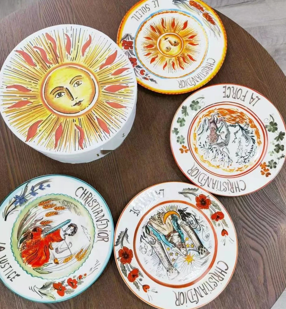 Bone China Western  Retro Persönlichkeit kreative Einstellung Keramik Geschirr Sonne · Mond Serie Steak Platte Geschenk box