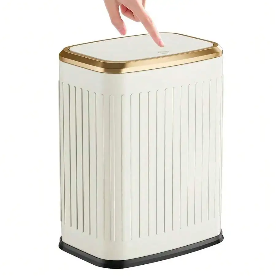

Cream Press Top Trash Can 8L For Bathroom Bedroom Living Room Office
