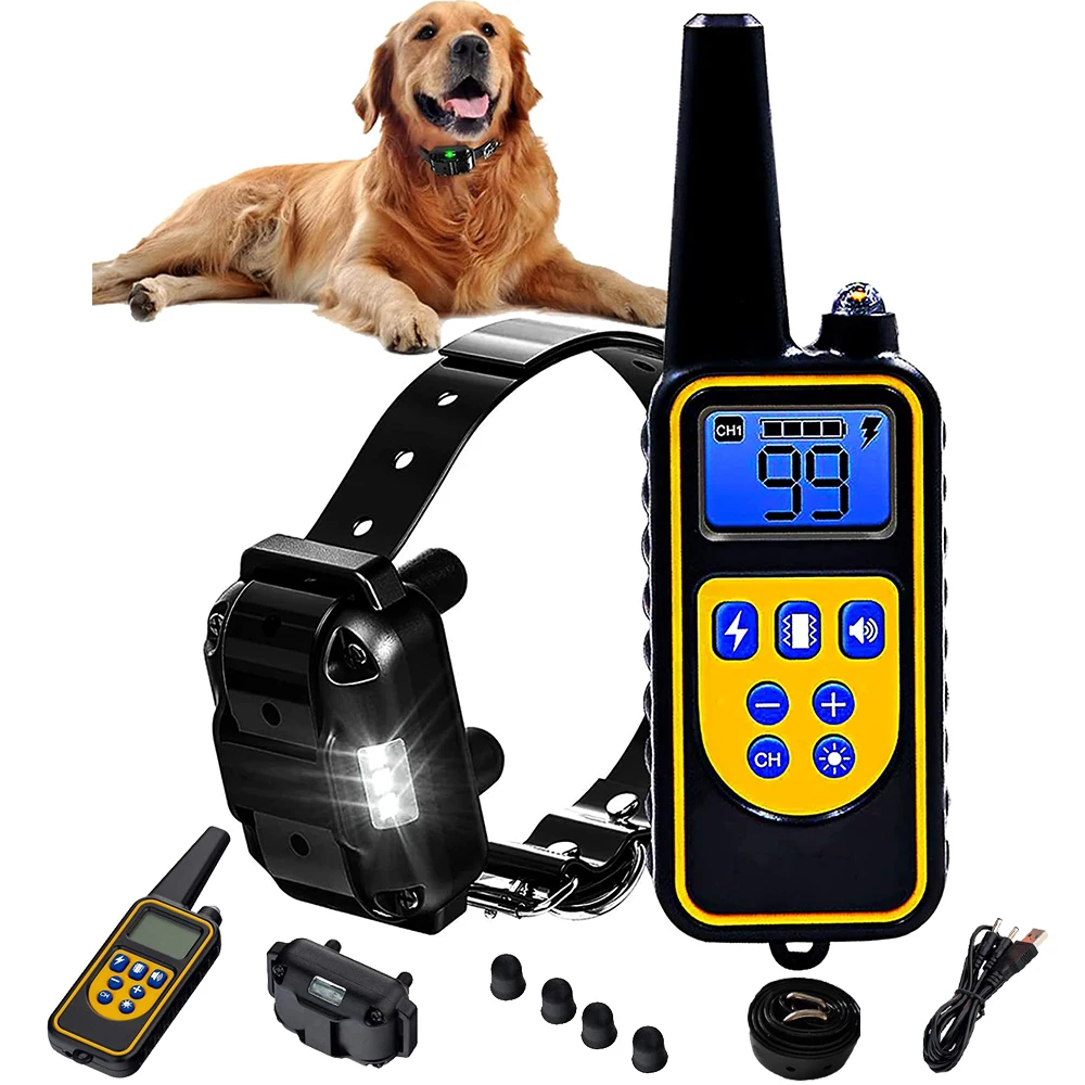 800m Digital Dog Training Collar Waterproof Rechargeable Remote Control Pet with LCD Display for All Size Shock Vibration Sound