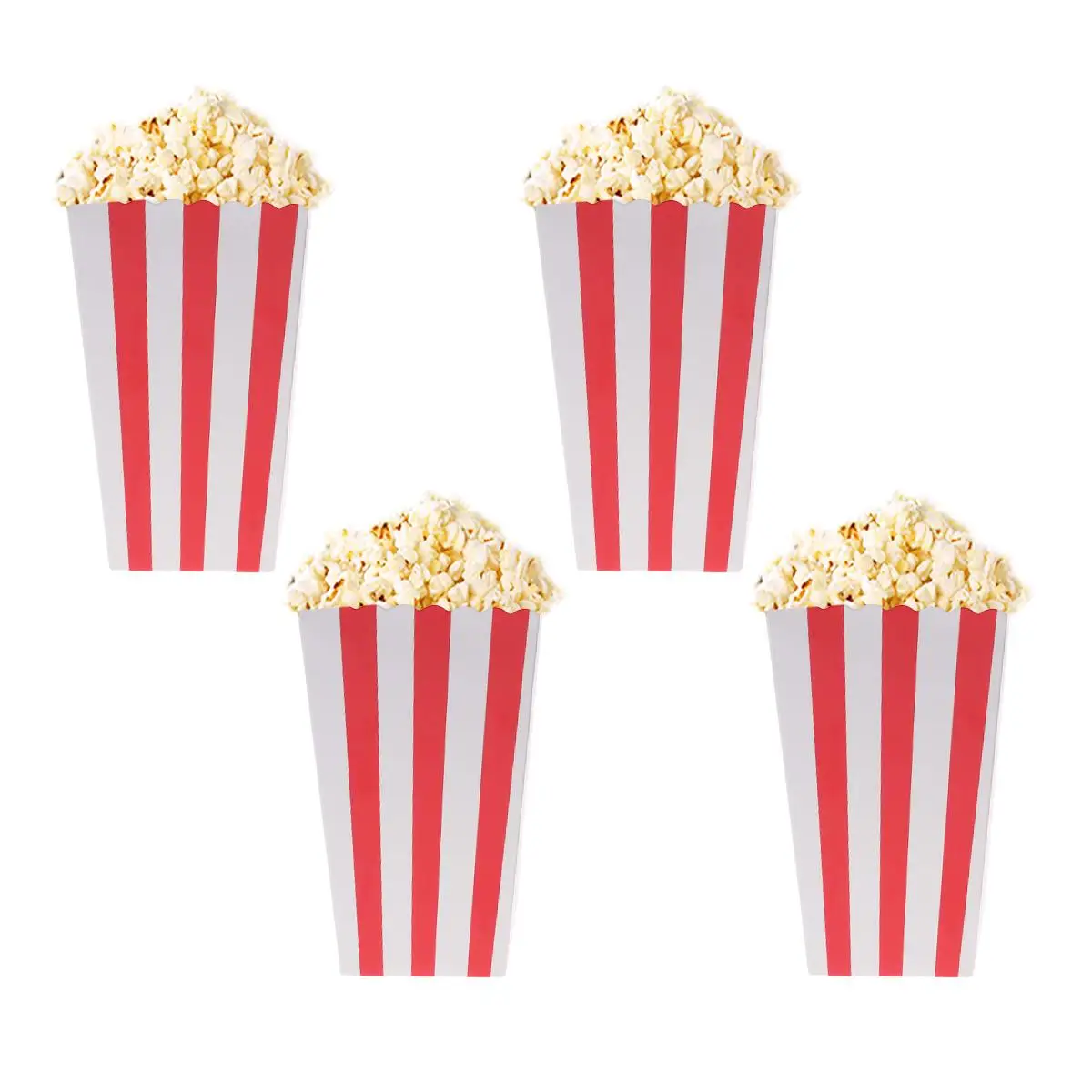 

24 шт., коробки для попкорна, держатели, контейнеры, картонные бумажные пакеты, полосатая коробка, театральные десертные столы, свадебные сувениры (красный)