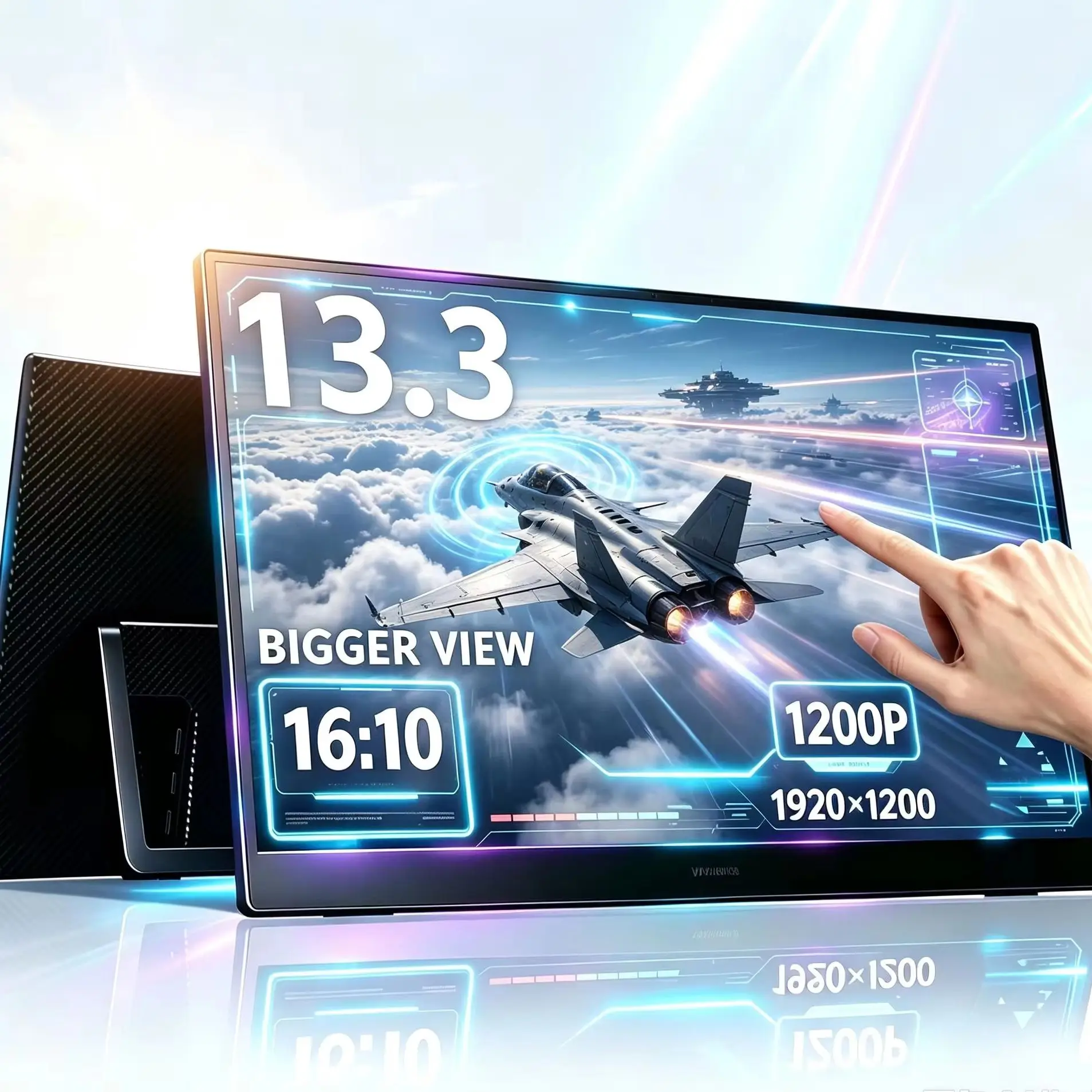 13.3 Inch Portable Monitor Touch Screen 16:10 1920*1200 Second Gaming Screen for Laptop PC Phone PS5 Dual Monitors