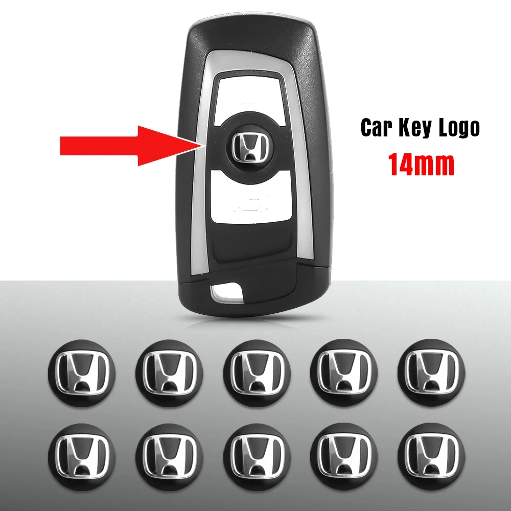 14mm Metal Car Key Fob Emblem Sticker Aluminum Logo Badge For Honda Civic Accord CR-V Fit Jazz Vezel HR-V view 2