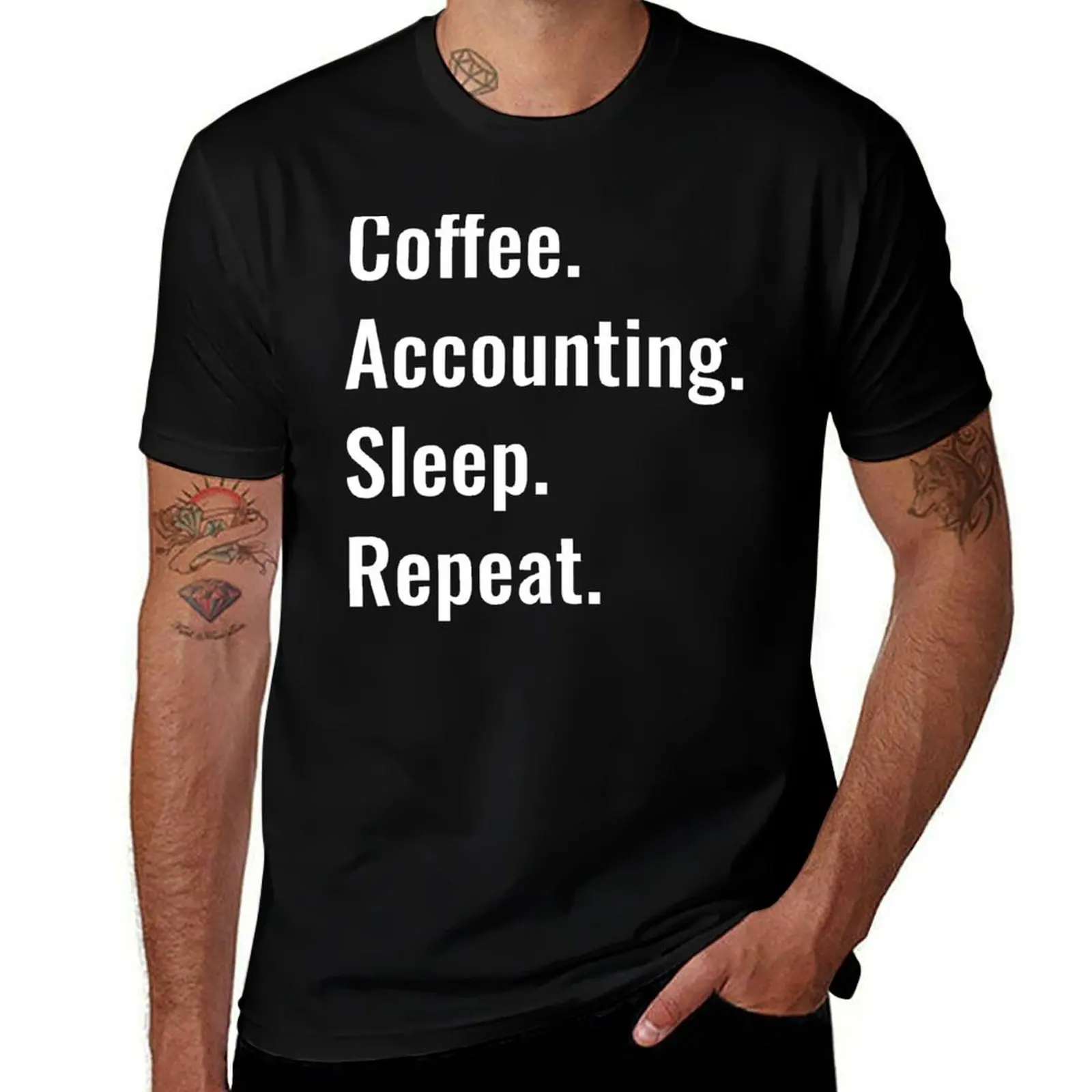 Coffee Accounting Sleep Repeat T-Shirt Plus Size Lightweight Top T-Shirt
