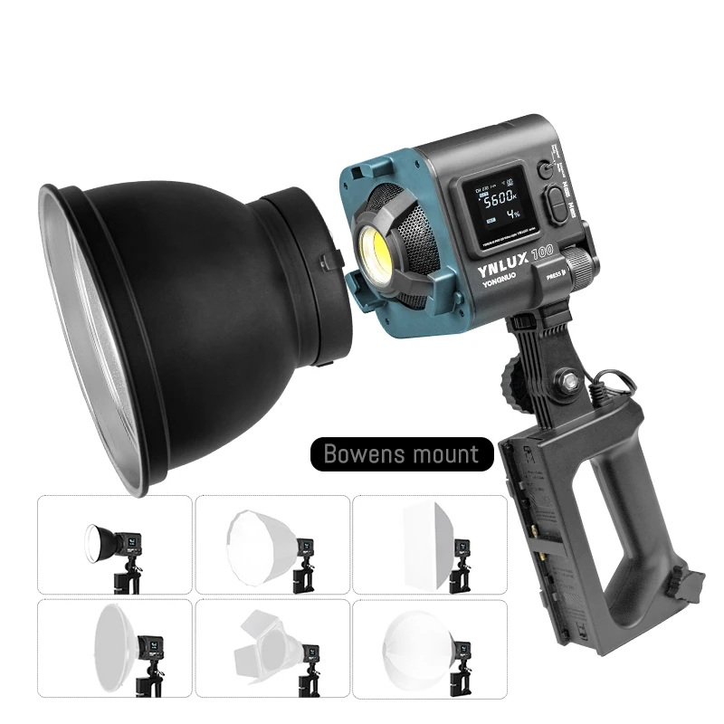 YONGNUO LUX 100 YNLUX100 100W LUX100 PRO 3200K-5600K Bowens Mount Handheld Outdoor COB LED Light with Handle Power Adapter