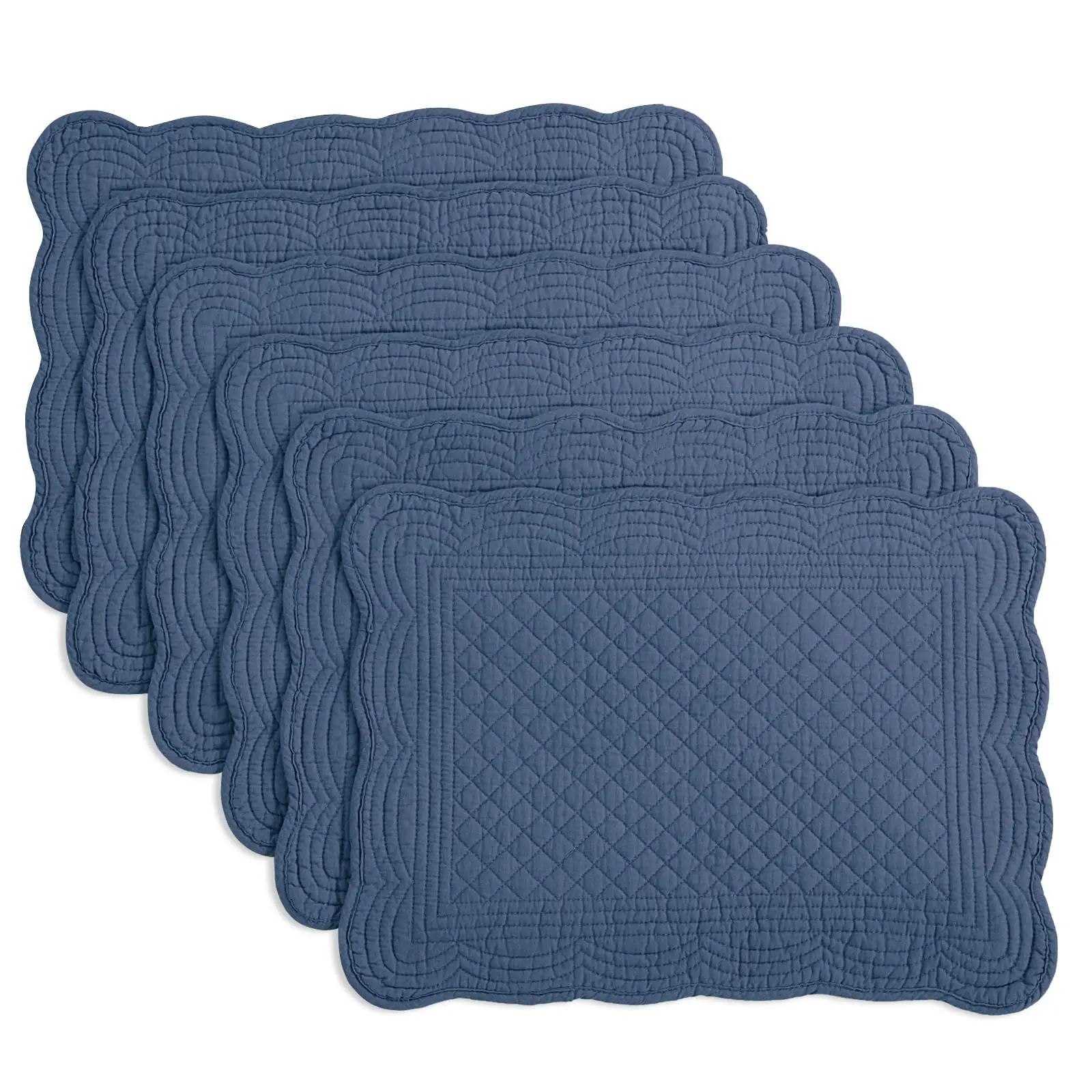 Quilted Placemats Washable-13x18 inches Rectangular Placemats for Kitchen Table-100% Cotton Fabric Rectangular Table Mats