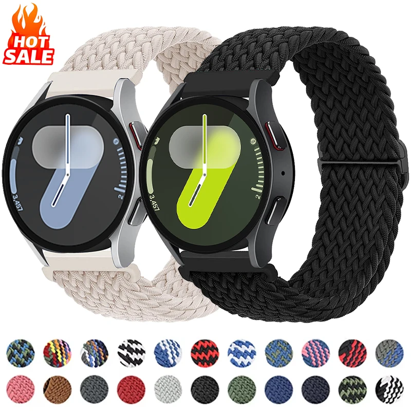 20mm 22mm Nylon Strap for Samsung Galaxy Watch 7 6 5 4 40/44mm 6 4 Classic Braided Elastic Solo Loop Band for Huawei GT5 3 4Pro