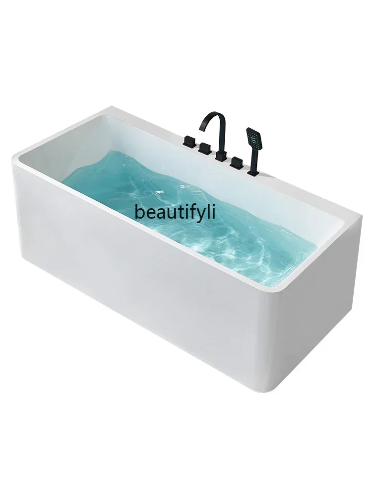 

LJYFGBagno quadrato per uso domestico adulto acrilico bordo sottile isolamento termico vasca da bagno a bolle profonde non piegh