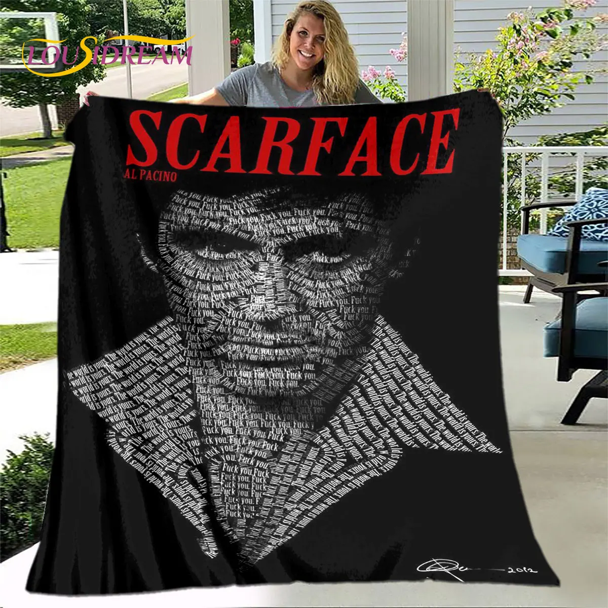 Мягкое плюшевое одеяло фильм «Лицо со шрамом» с 3D принтом, фланелевое одеяло, покрывало для гостиной, спальни, кровати, дивана, пикника, Детское покрывало