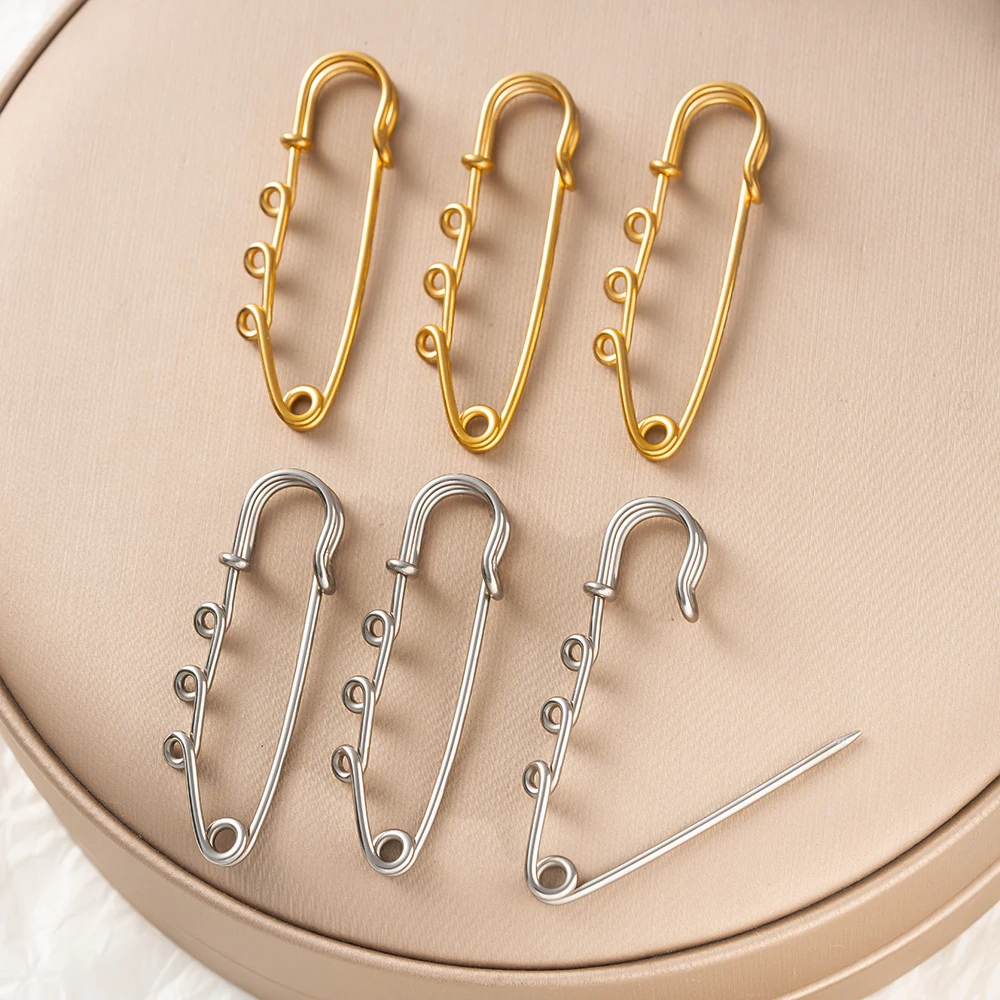 5 Stück Edelstahl Große Sicherheitsnadeln Broschen-Rohlinge mit 1/2/3/4 Schlaufenringen für DIY Schmuckherstellung Zubehör – Detail 4