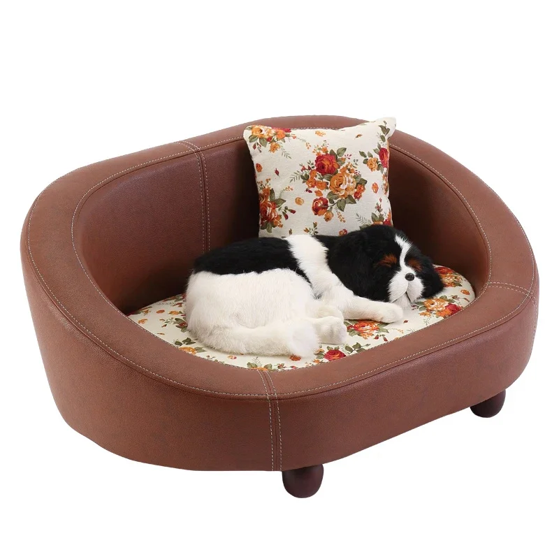 Super Classic Sofa Cozy Luxury Long Plush Waterproof Pet Fancy Orthopedic Dog Couch Bed With Pillow Kennel Sofa-Style