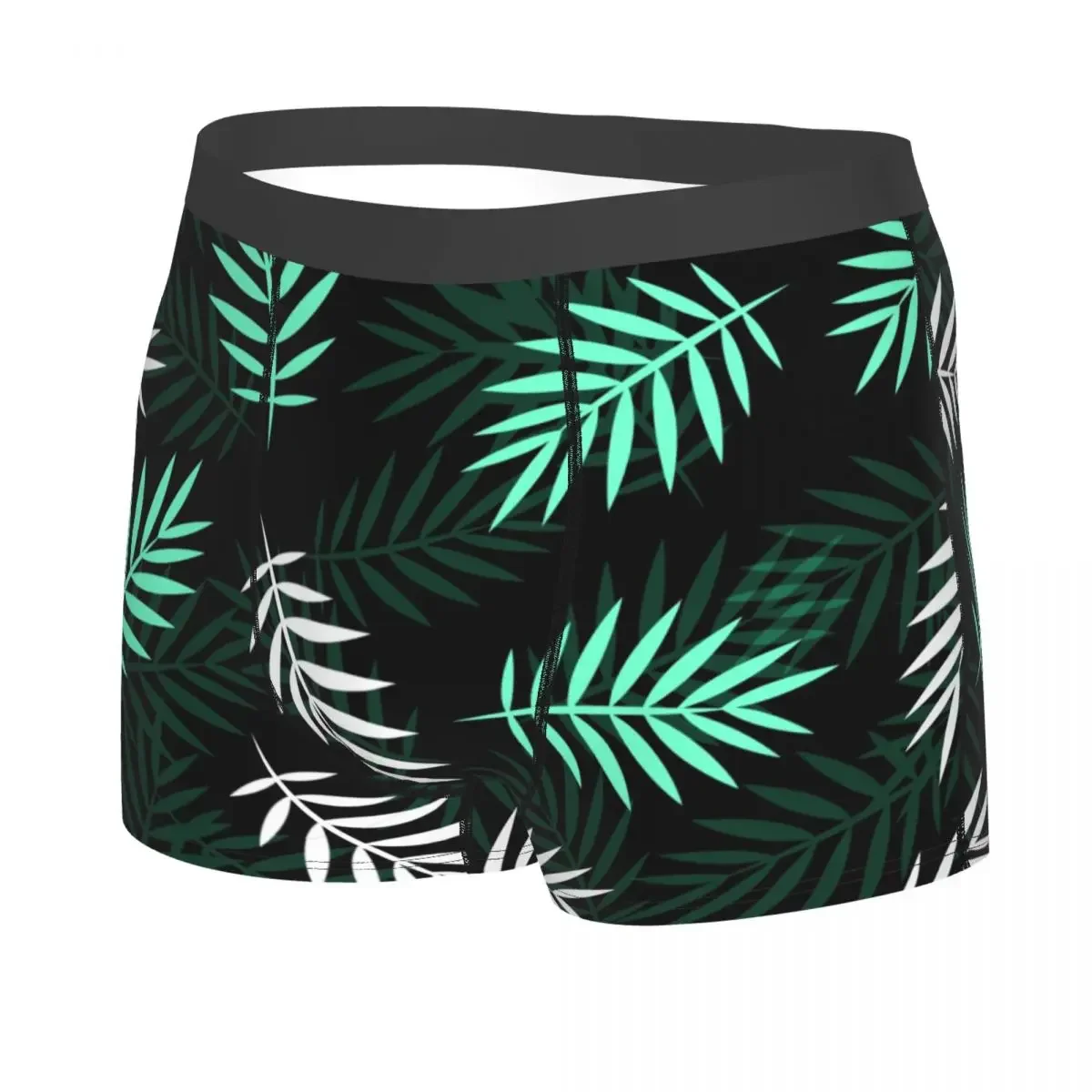 Green Black Leaves Man's Boxer Briefs Underwear Pattern Texture Painting Highly Breathable Birthday Gifts