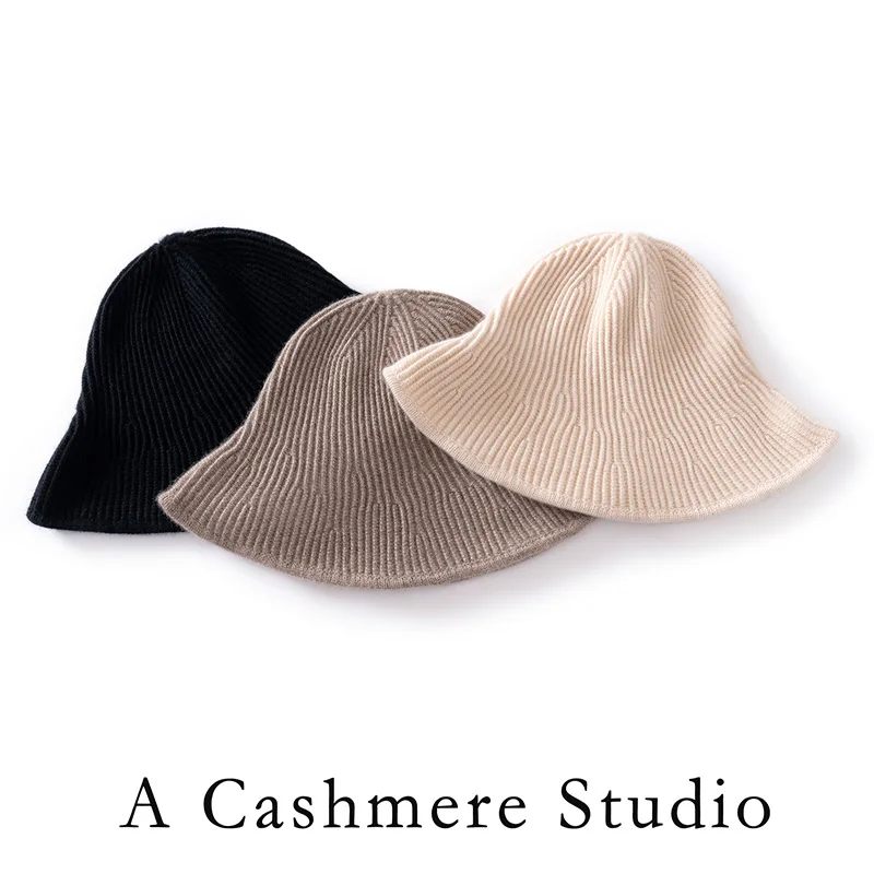 Winter Bucket Hat for Women Solid Color Thickened Warm Cap French Cashmere Hat Panama Outdoor Hiking Knitted Fisherman Hat