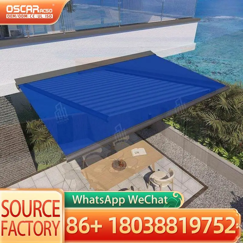 Retractable Waterproof Outdoor Shading Full Cassette Folding Arm Awning Patio Balcony Garden Shade Awning Retractable Awning