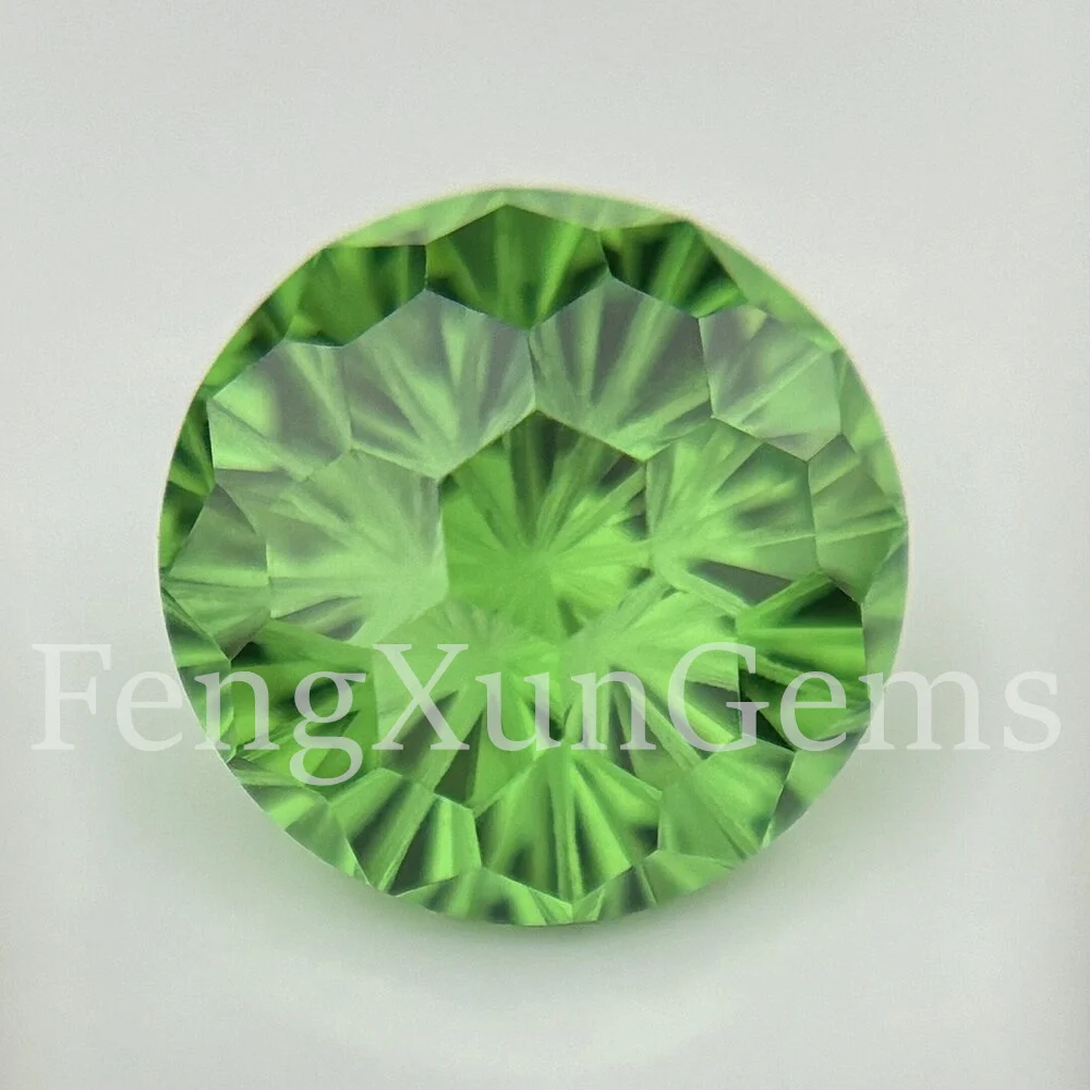 6~10mm Round Fireworks Cut L-Green Color Cubic Zirconia Loose CZ Gemstone 9A Quality  for Earringds  Making