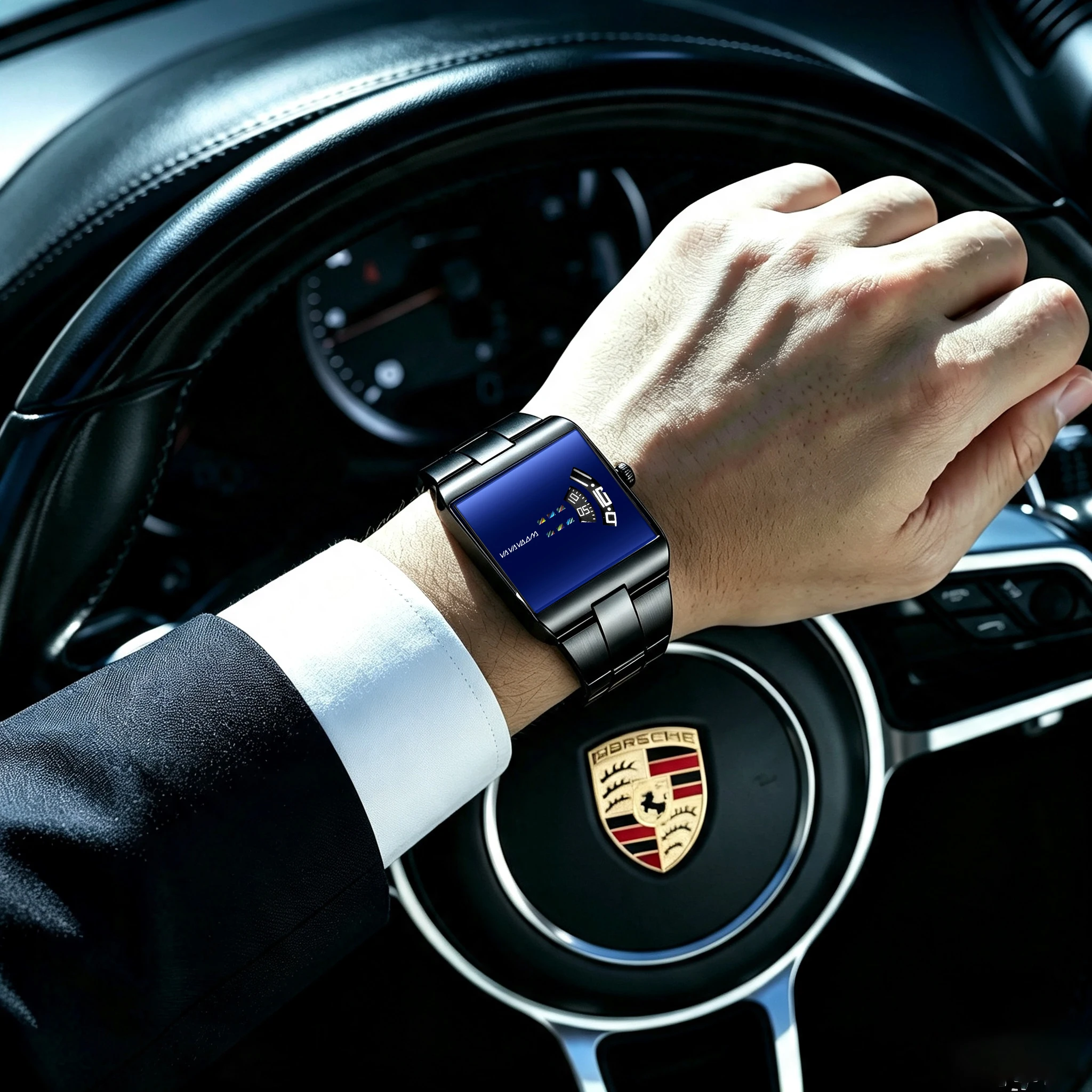 Top Fashion Tech‑Style Men Watch Rectangle Stainless Steel Quartz Sports Waterproof Casual Business Sleek Male Wrist Watch reloj