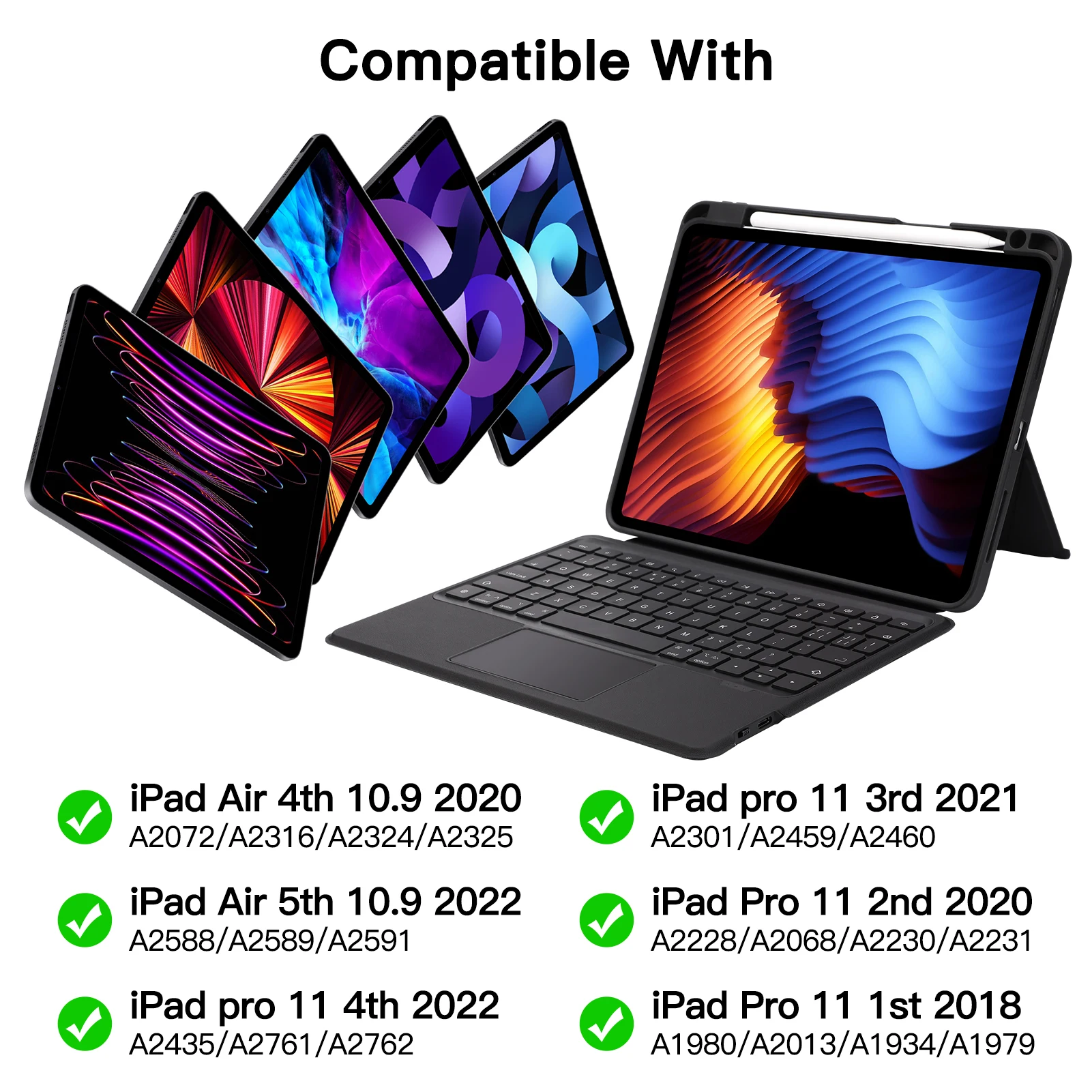 GOOJODOQ Magic Keyboard Case for iPad Pro 11 iPad Air 5 Air 4 iPad 9th Generation 10.2/10.5 Magnetic Detachable RGB Keyboard