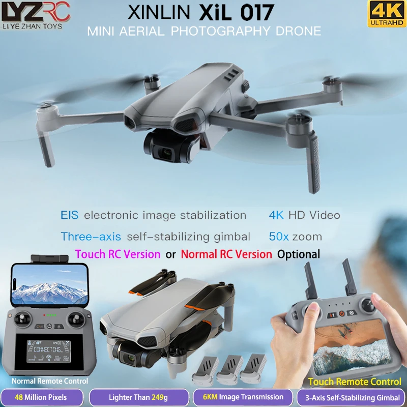 

XINLIN XiL 017 Дрон 4K HD Камера 3-осевой подвес Сенсорный экран 249 г Сверхлегкий дизайн Бесщеточный EIS Электронный RC Квадрокоптер Игрушки