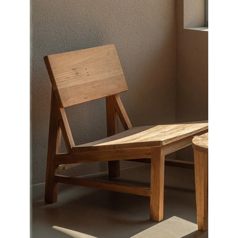 Solid wood single sofa chair, leisure chair balcony, back recliner