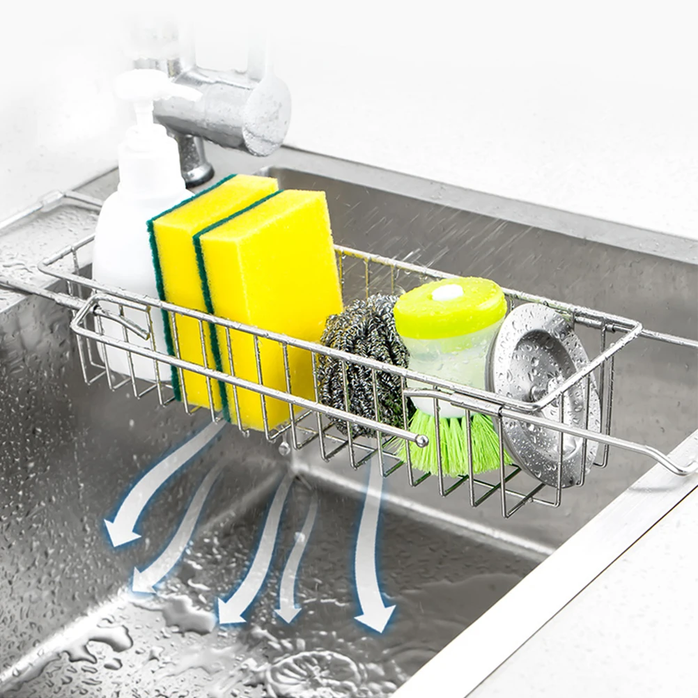 

Stainless Steel Sponge Holder Heavy Duty Drain Rack Multi-Function Kitchen Accessory Household Sink