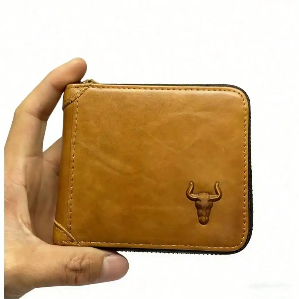 

RFID Blocking Genuine Leather Zipper Wallet For Men, Bifold Slim Wallet With Zipper Coin Pocket, Credit Card Slots - Ideal Gift For Men On Valentine's Day