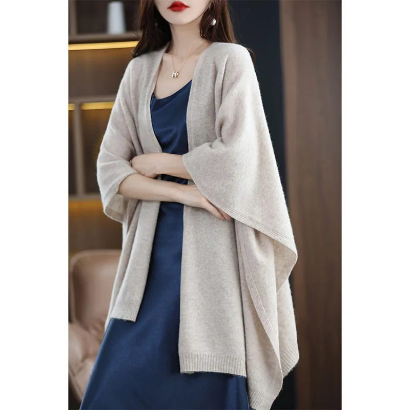 Spring And Autumn High-Quality Wool Shawl Women\'s Medium-Length Korean Version Of Sleeveless Casual Cashmere Cape Jacket