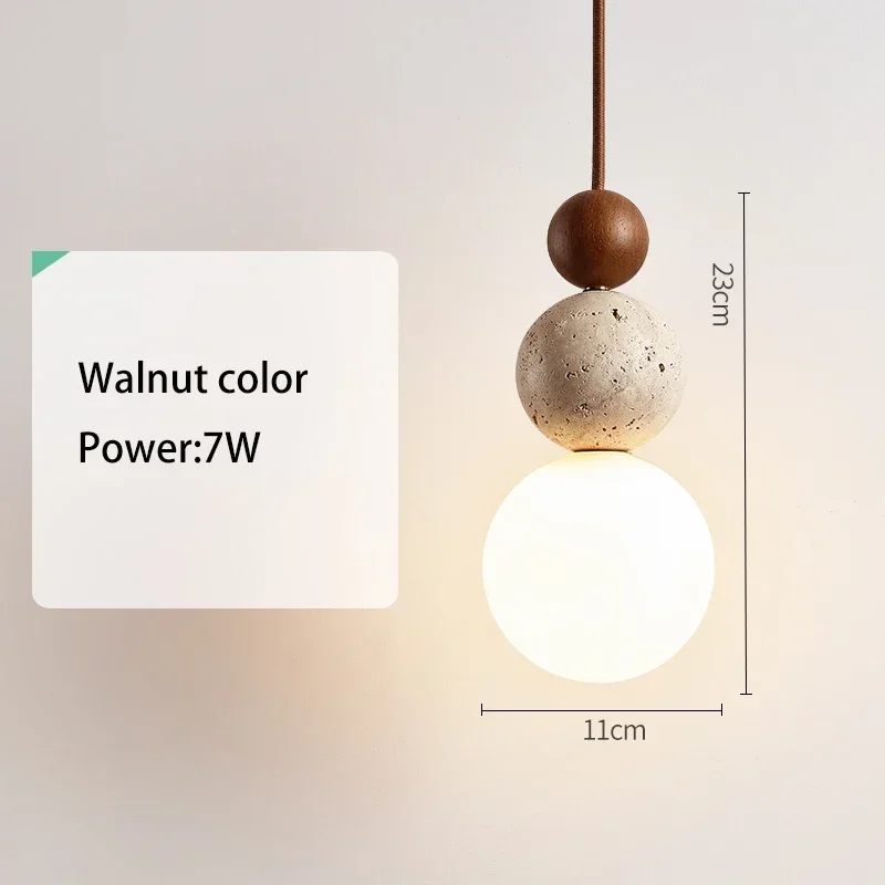 Cream Style Pendant Lamp Bedroom Bedside Led Chandelier Stone Wood Light Designer Bauhaus Medieval Restaurant Bar Small Lights