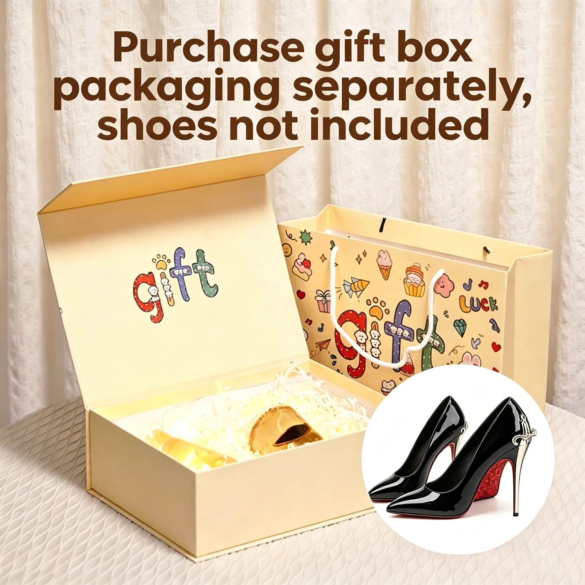Used for purchasing shoe box gift box packaging kit separately, this link does not include shoes. Please note