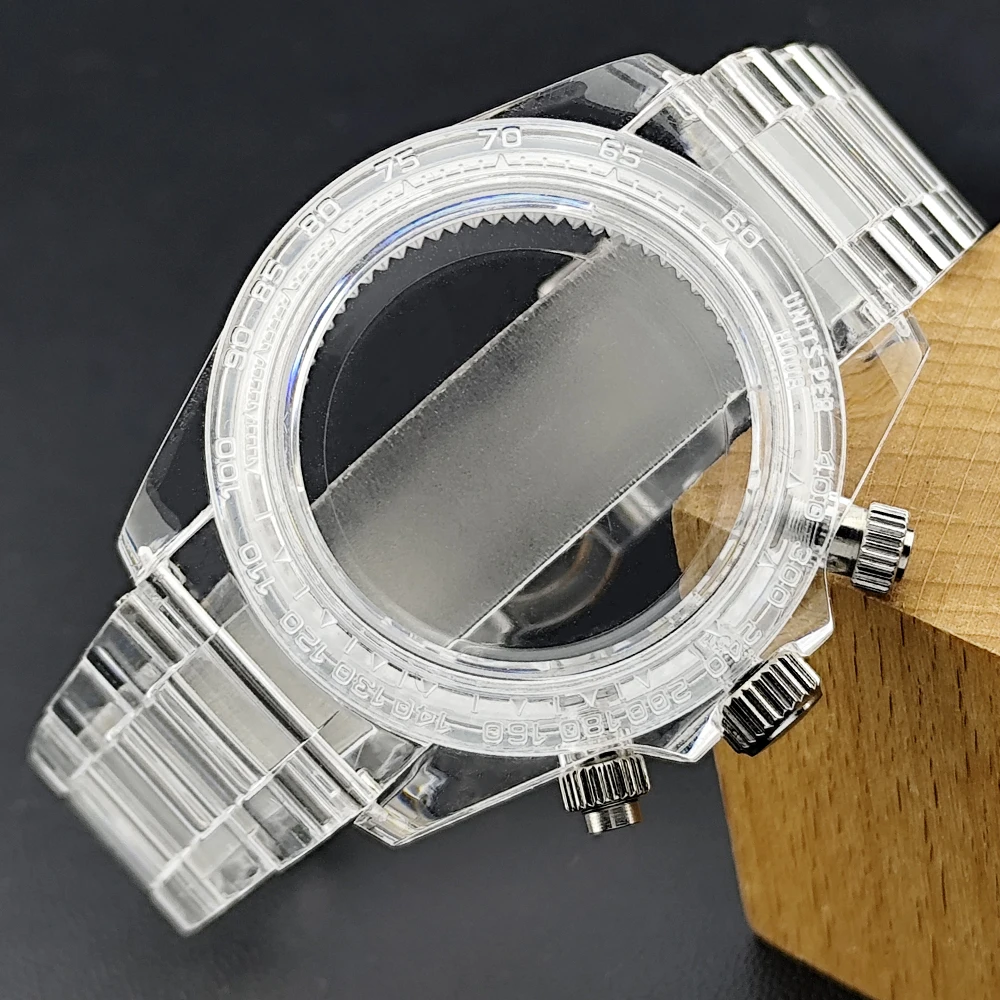 

39.5mm case transparent acrylic case FIT VK63 movement watch case accessories fit for 20mm strap watch box