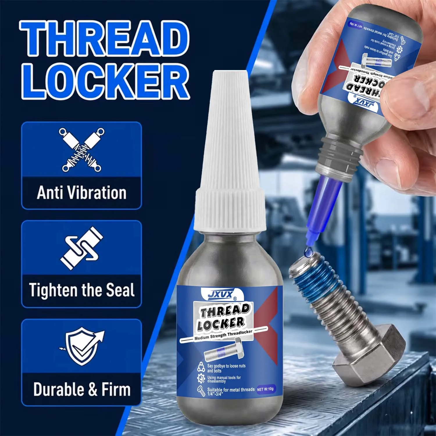 10mL Blue Thread Locker Medium Strength Removable Screw Glue Anti Vibration Metal Thread Seal Lock Adhesive Bolt Fastener Glue .