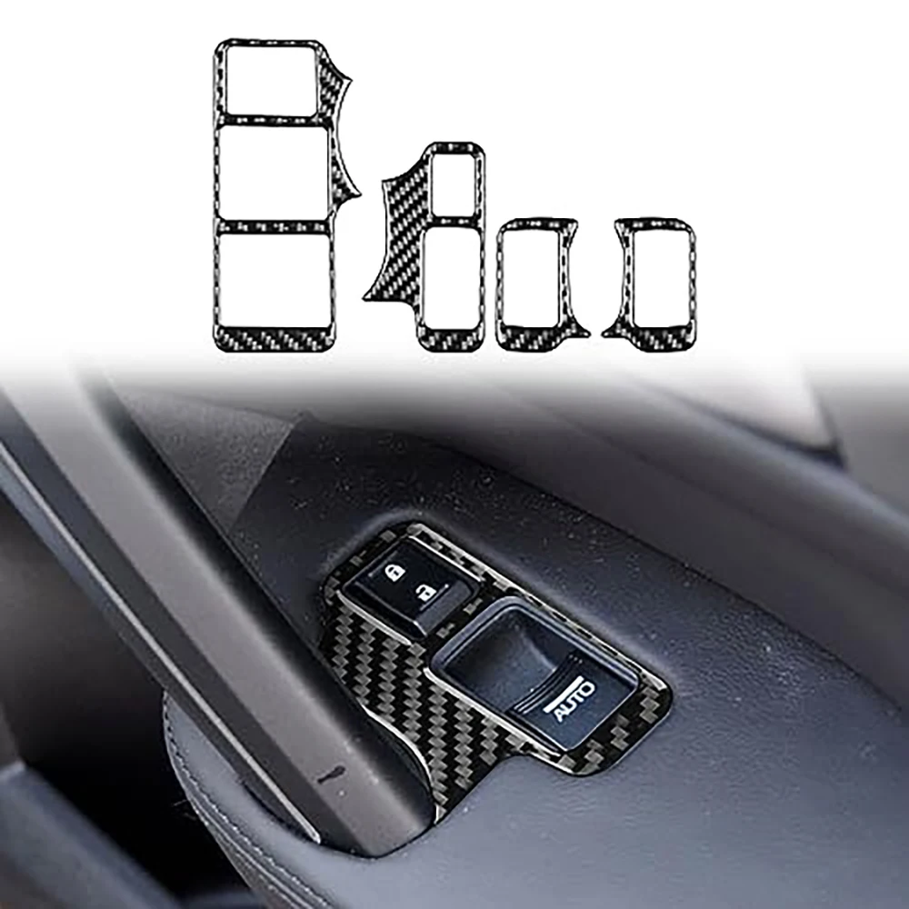 For Acura TL 2009-2014 LHD Window Switch Panel Trim Sticker Black Carbon Fiber Cover Interior Accessories Upgrade Decor Style