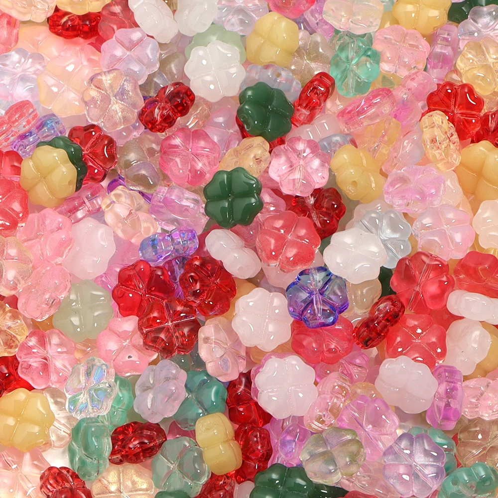 20/50pcs/Lot 10mm Colored Four-leaf Clover Shape Beads for Jewelry Making Loose Spacer Glass Beads DIY Bracelet Necklace image 6