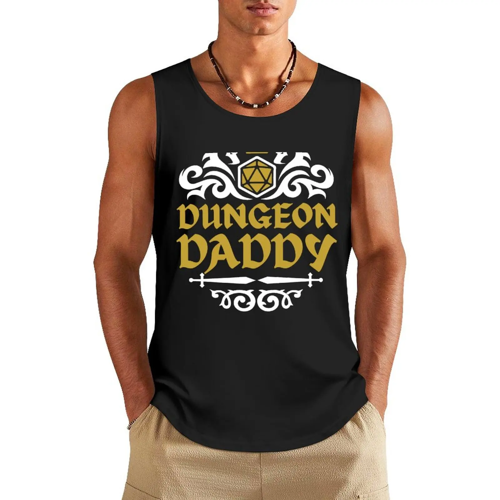 DND DAD, DUNGEON DADDY, Dnd fathers day, D&D dad Tank Top vests for men Man gym clothes vest men