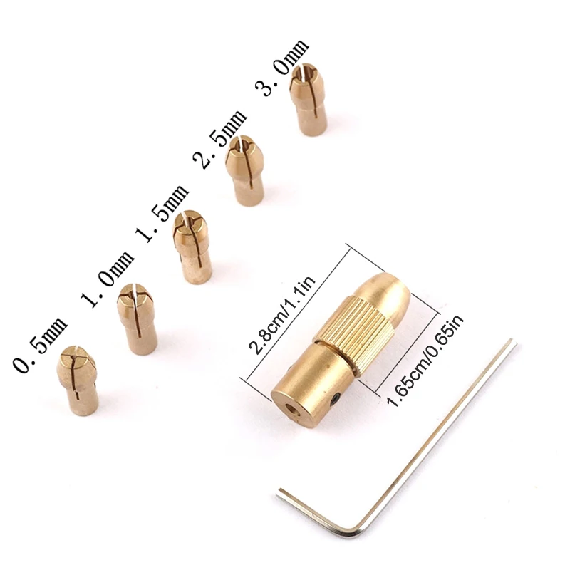 7/12Pcs/Set Brass Collet Micro Drill Self-tightening Drill Bit Tool Chuck Adapter Quick Release Keyless Bit Adapt 2-5mm