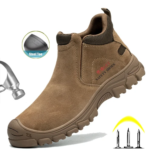 Imagen 1 del producto Zapatos de seguridad con punta de acero para hombre, botas de trabajo antideslizantes suaves y transpirables, calzado protector cómodo para hombre, zapatos aislantes de 6KV