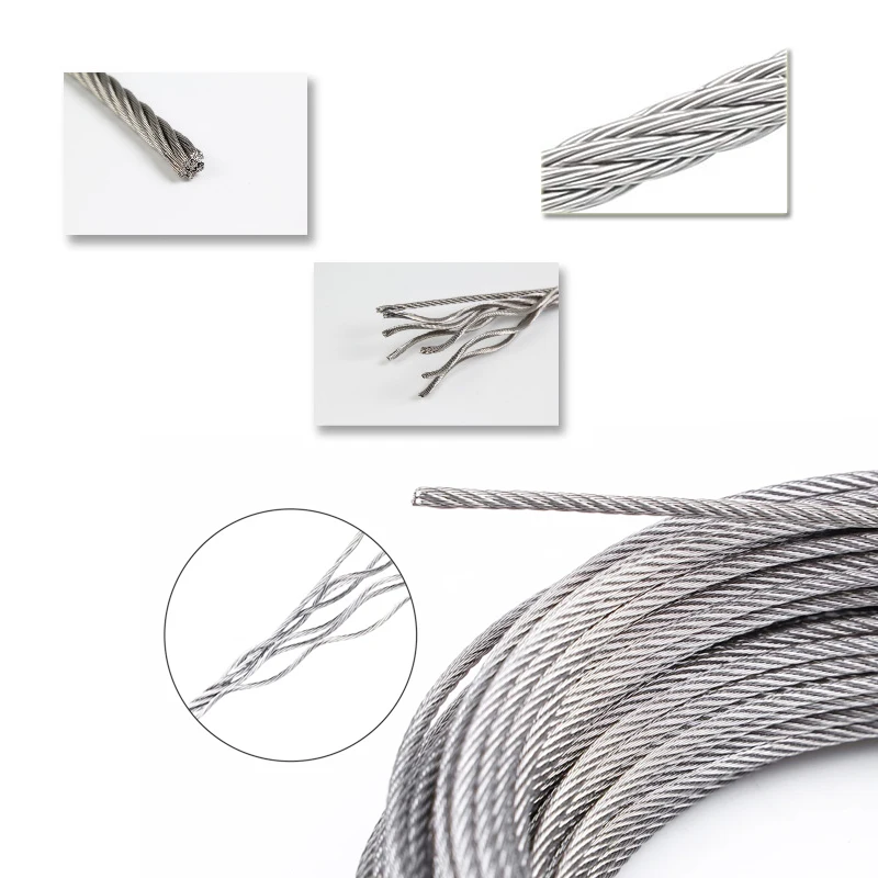 1 Roll Stainless steel wire 5m/10m 0.5-3mm Diameter 7X7Structure rope thin cable softer fishing lifting cable